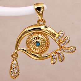 Pendant Necklaces Trendy Gold Plated Eyes With White Zirconia Copper For Women Girls Fashion Jewelry Accessories Wedding Gift