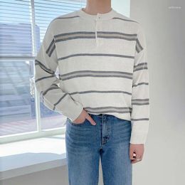 Men's Sweaters Autumn Striped Knitwear Jumper Knitted Sweater Comfy O Neck Long Sleeve Pullover Casual Bottoming Shirt For Winter A308