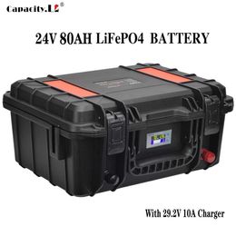 24V 80ah lifepo4 battery pack Lithium iron phosphate Rechargeable with PD bms for RV with Cigarette lighter and QC3.0 USB