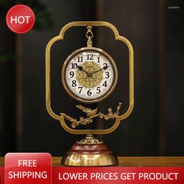 Table Clocks Creative Electronic Clock Metal Vintage Retro Mechanical Alarm Luxury Copper Kitchen Sveglia Da Comodino Watch