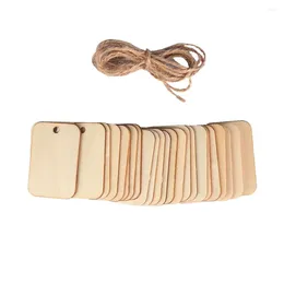 Gift Wrap 50 Pcs/Pack Blank Wooden Card With Rope Set For Holiday Party Christmas Tree Decor Ornament Accessories Supplies
