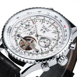 Wristwatches JARAGAR Sports Mechanical Watches Tourbillon Skeleton Automatic Men Watch Multifunction Sub-Dials Luxury Leather Strap Clock