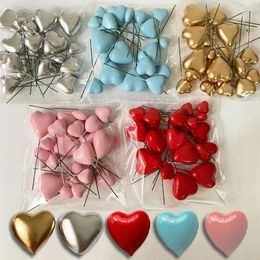 Party Supplies 20PCS 3D Heart Shape Cake Topper Gold Silver Pink Blue Ball Happy Birthday DIY Cupcake Flag Christmas Wedding Decoration