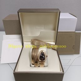 3 Colour Ladies With Box Papers Watches Women Quartz Black Dial Diamond Bezel Tubogas Serpenti 101911 Casual Dress 18K Rose Gold Everose Women's Bracelet Watch