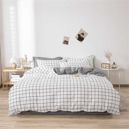 Bedding sets Bedding sets Evich Black and White Plaid King Size Bedding Set for Bedroom Polyester SingleDouble 3Pcs Quilt Cover Pillowcase Home Textile 221208