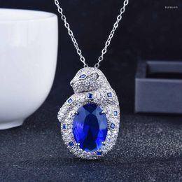 Pendant Necklaces High Quality Geometry Necklace Inlay Dazzling Oval Cubic Zirconia Unique Leopard Jewellery For Women Wedding Engagement