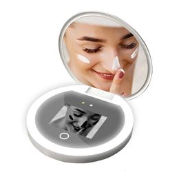 Compact Mirrors UV Sunscreen Test Camera Portable LED Cosmetic Mirror Sunscreen Makeup Removal Skin Condition Detection Mini Travel Mirror 231120