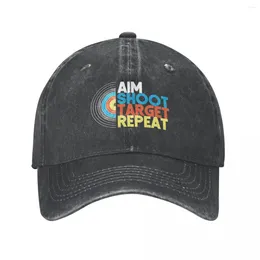 Ball Caps Aim Shoot Target Repeat Archery Sports Archer Men Women Baseball Distressed Denim Hat Classic Workouts Gift Sun Cap
