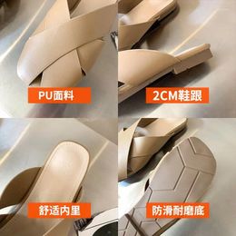 Slippers Mr Co Summer Fashion Weave Women Half Outdoor Flat Slip-on Sandals Vacation Ladies Slides Mules Casual Shoes