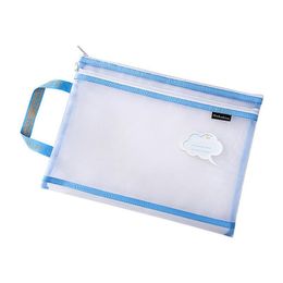 Pencil Bags Wholesale Creative Double Layer Mesh Transparent Pencil Bags Cute Square Portable Pen Pouch Bag School Office Supply Stati Dhzeo