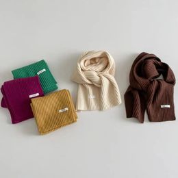 Scarves Wraps Autumn Winter Fashion Boy Baby Solid Simple Knit Scarf Girl Children Windproof Warm Wrap Kid Cotton Muffler Infant Neckerchief 231120
