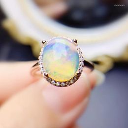 Cluster Rings Natural Real White Opal Ring 10 12mm 3ct Big Gemstone 925 Sterling Silver Fine Jewellery J23825