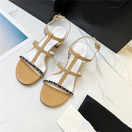 Chanells Chanellies Fashion Popular Womens Luxury Sandals Brand Business Work Chaannel Leisure Travel Letter Womens High Heels Mens Flat Shoes 09-012