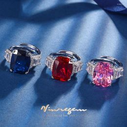 Cluster Rings Vinregem 12 16 MM Lab Created Sapphire Ruby Gemstone Vintage Adjustable Ring For Women Jewelry Gifts Anniversary