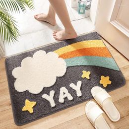 Bath Mats Multifunction Cartoon Flocking Mat Bedroom Bed Side Kitchen Water Absorption Non-slip Pad Toilet Door Floor Rug Decor Home