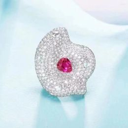 Cluster Rings FIY2023 Ruby Pure 18K Gold Jewellery Natural 1.430ct Red Diamonds Female's For Women's Fine