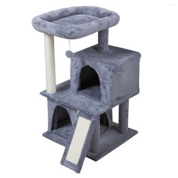 Cat Carriers Double-layer Tree With House And Ladder - Light Grey