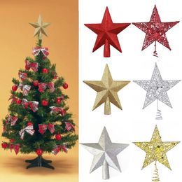 Christmas Decorations 2015Cm Tree Topper Star Gold Glitter Iron Red Sliver Stars Merry Xmas Ornaments 231120