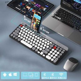 Keyboards 2.4G Mini Colorful Girl Rechargeable Wireless Bluetooth Keyboard Mouse Set Silent Laptop Desktop ISO Android Universal Portable Q231121
