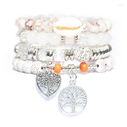 Charm Bracelets 4 Pcs Bohemian Stackable Multilayer Beaded Summer Beach Jewellery Friendship Stretch