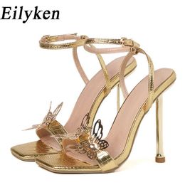 Top Design Womens Sandals Fashion Summer Butterfly-Knot High Heels Sexy Sexy Square Head Nightclub Spitseer Shoes 230306