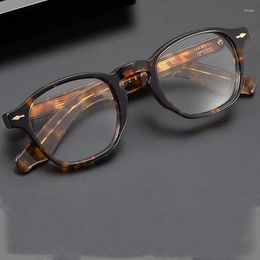 Sunglasses Frames 2023 Acetate Carved Pure Titanium Square Eyeglasses Frame Men Women Thick Myopia Glasses HANDMADE Fashion JMMZP95