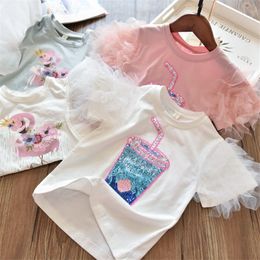 T shirts Summer Girl T shirt Unisex Short Sleeve Animal Print Tees Kids Cotton Cartoon Tops Children Unicorn Birthday Clothes Casual Wear 230420