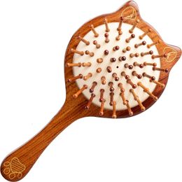 Hair Brushes Cute wooden paddle hair brush/ mini portable airbag massage comb with wood bristle/ kids wood comb 231121