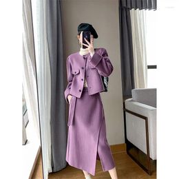 Two Piece Dress UNXX 2023 Autumn Winter Arrivals Rich Girl OL Style Elegant Suit Korean Tweed Skirt Set Women Lady Female