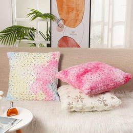 Pillow Case Sequin Snowflake Fur Decorative Cushion Christmas Bed Room Pillowcases Decoration Sofa Throw Covers