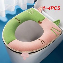 Toilet Seat Covers 1-4PCS Winter Warm Cover With Handle Universal Cushion Thicken Plush Mat Ring Bathroom Aceesories