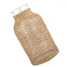 Vases Vase Flower Rattan Decorative Decor Woven Wedding Planter Clear Floral Table Hydroponic Bottle Decoration Flowers Desktop