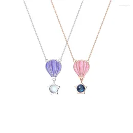 Pendants Authentic 925 Sterling Silver Confession Air Balloon Pendant Chain Necklaces For Girl Women Wedding Party Jewellery Gift