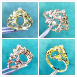 Cluster Rings MeiBaPJ 6 8 Fashion Crown Ring Setting DIY Empty Holders For Women Real 925 Sterling Silver Fine Charm Jewelry