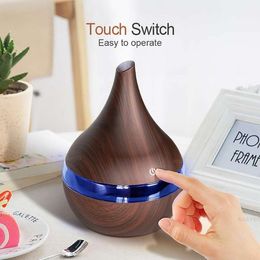 Other Beauty Equipment Air Humidifier 300Ml New Ultrasonic Aroma Diffuser With Wood Grain 7 Color Changing Led Night Light Mist Make