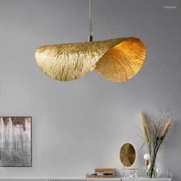 Pendant Lamps Lotus Leaf All Copper Chandelier Lights Nordic E27 Living Room Kitchen Decor Droplight Creative LED Dining Porch Lighting