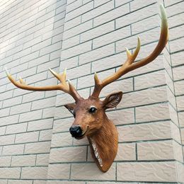 Decorative Objects Figurines Resin Art 3D Deer Head For Wall Decor Animal Sculpture Modern for wall Hanging Home Decorations 231121