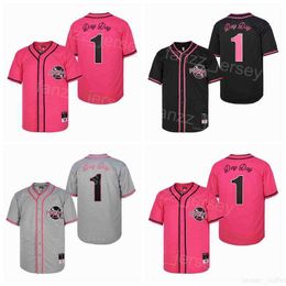 Moive NEXT FRIDAY 1 DAY DAYS Baseball Jersey IN GREY Black Pink Team All Stitched Cool Base Cooperstown Retro University Vintage For Sport Fans Breathable College