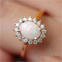 Band Rings Rings For Women Egg-Shaped Opal Cz Rose Gold Colour Wedding Engagement Ring Fashion Jewellery Gift Kcr237 Drop Delive Dhgarden Otalk