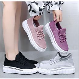 Dress Shoes Women Flat Platform Girls Sneakers Breathable Mesh Tenis Ladies Sock Trainers Height Increasing Walking Footwear Summer