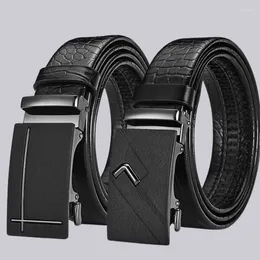 Belts 3.5cm Business Men's Belt Fashion Frosted Alloy Automatic Buckle Crocodile Pattern Casual For Men All-match Waistband