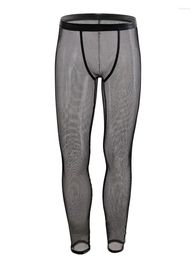 Men's Sleepwear Mesh Hollow Out Pants Exotic Transparent Leggings Man Clothing Sexy Tights Sheer Lingerie Night In Now