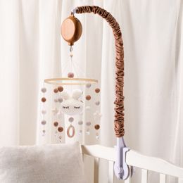 Rattles Mobiles 1set Baby Crib Mobile Bed Bell Holder With Music Box Rattle Toys Adjustable Cloth Holder DIY Decoration Bed Hanging Arm Bracket 230420