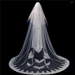 Bridal Veils White Ivory 3M Two Layer Lace Edge Cathedral Wedding Veil Long Accessories Veu De Noiva