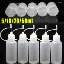 Storage Bottles 5pcs Needle Tube PE Pinhole Refueling Container Tip Oiling Bottle 5/10/20/50 Ml Soft With Cap Cosmetics Tool Set