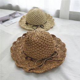 Berets Folding Straw Hat Women's Summer Outing Sun Visor Holiday Cool Seaside Beach Tide Hand Made Child Hats