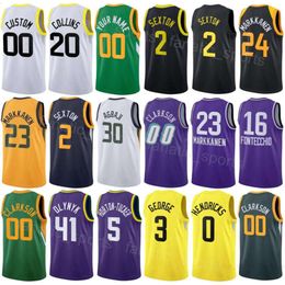 Print Basketball Men Youth Walker Kessler Jerseys 24 City Clarkson 00 Lauri Markkanen 23 Talen Horton-Tucker 5 John Collins 20 Collin Sexton 2 Team Custom Name Number