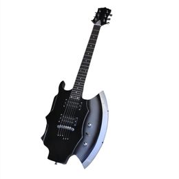 6 Strings Axe Black Electric Guitar with HH Pickups 24 Frets Offer Logo/Color Customize