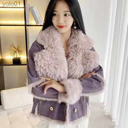 Women's Fur Faux Fur Women's Cardigan Natural Rabbit Fur Short Jacket Upscale Jacket Long Sled Winter Fashion Warm Comfortable 2023 New Top V-NeckL231121