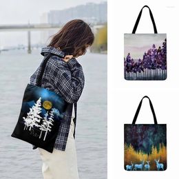 Evening Bags Ladies Shoulder Bag Forest Dance Painting Printed Tote For Women Casual Totes Fashion Shopping Outdoor Beach